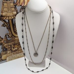 Lucky Brand Black and Silver Layered Necklace